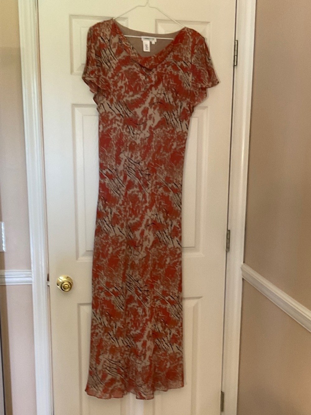 Coldwater Creek Rust and Cream Patterned Maxi Dress